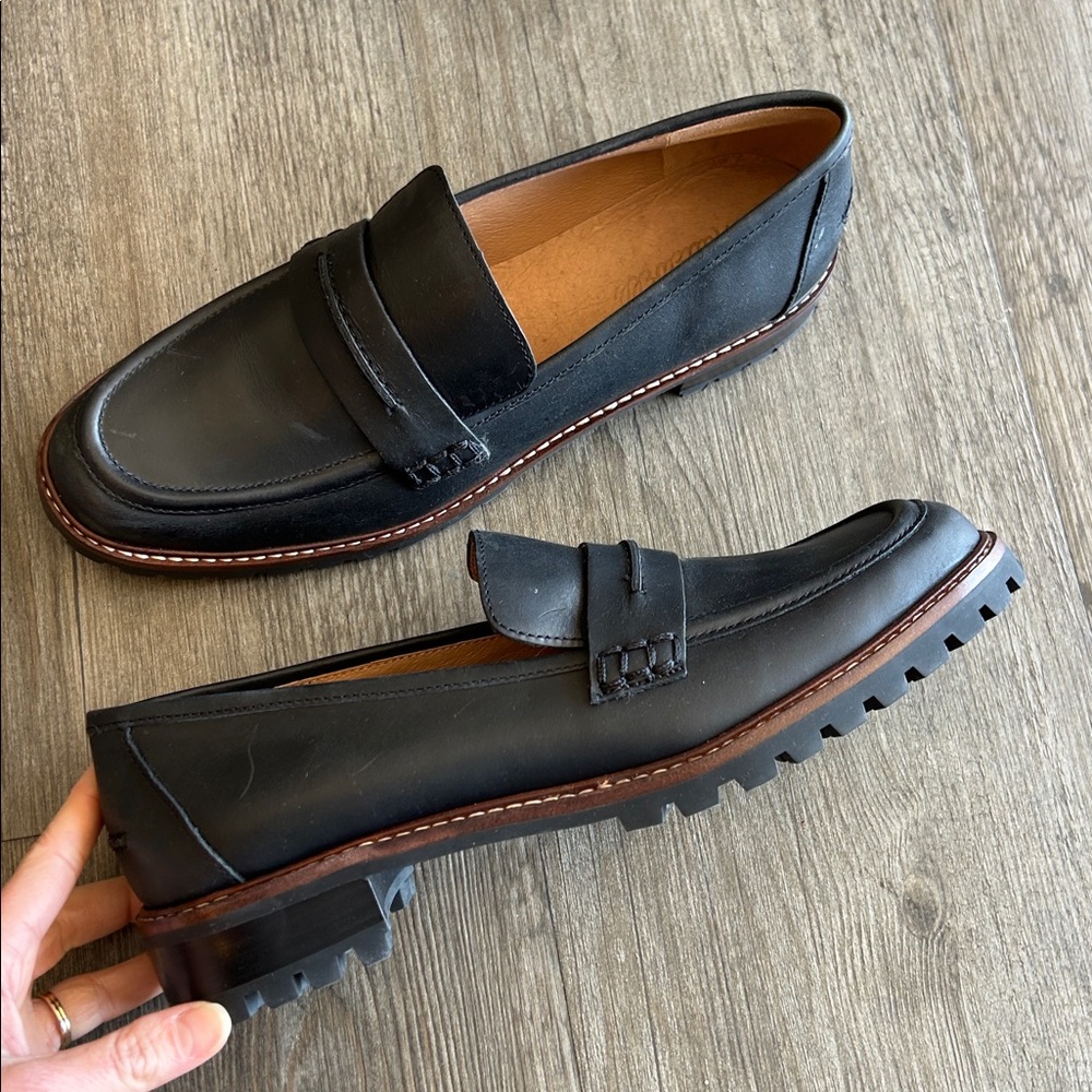 Madewell Women's Black Lugsole Leather Loafers
